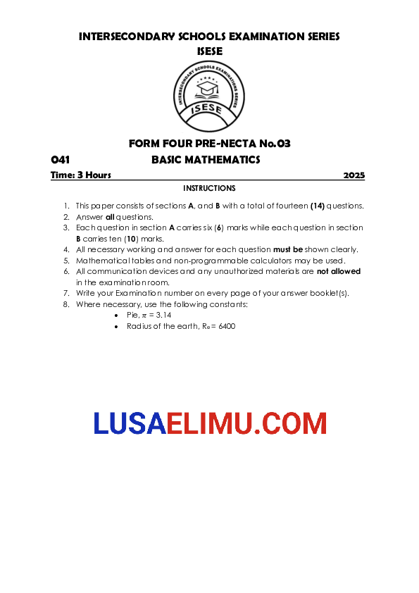F4 B.MATHS PRE-NECTA S03 ISESE.pdf