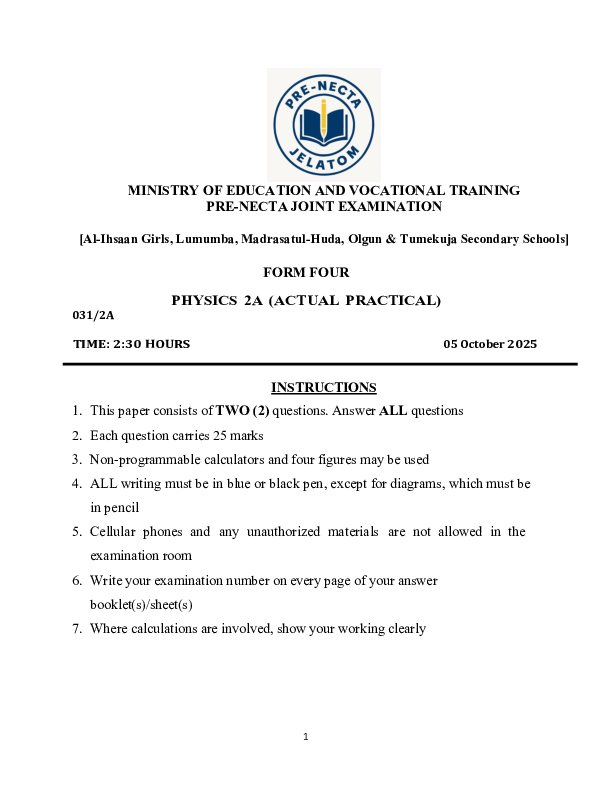 PHYSICS 2A PRE-NECTA 2025.pdf