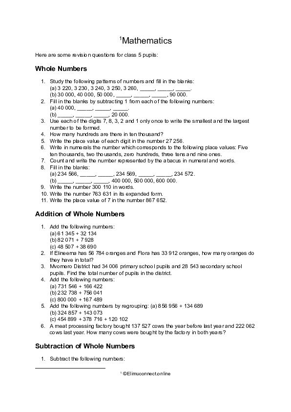 Grade 5 - 200 Mathematics Revision Questions.pdf