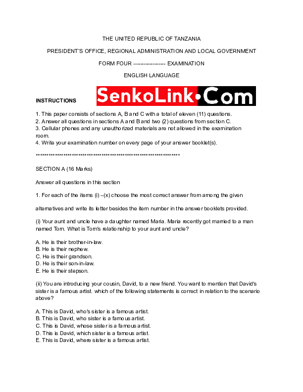 ENGLISH PAPER - FORM THREE.pdf