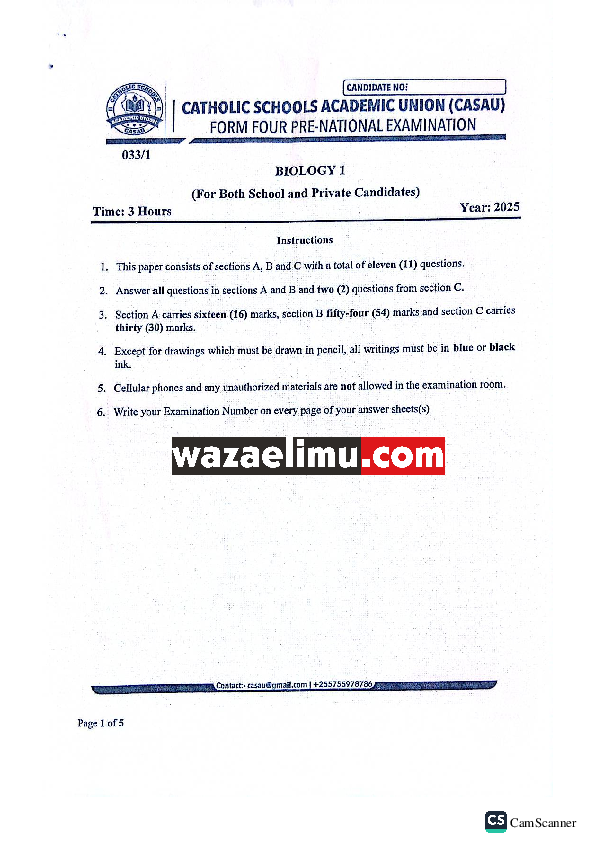 BIOLOGY 1  CASAU - WazaElimu.com.pdf