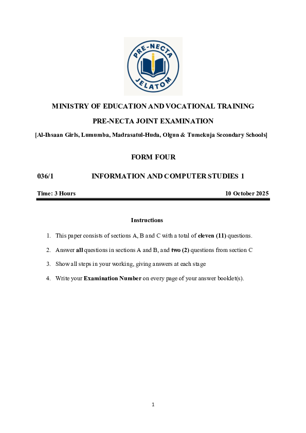 ICS PRE-NECTA 2025.pdf