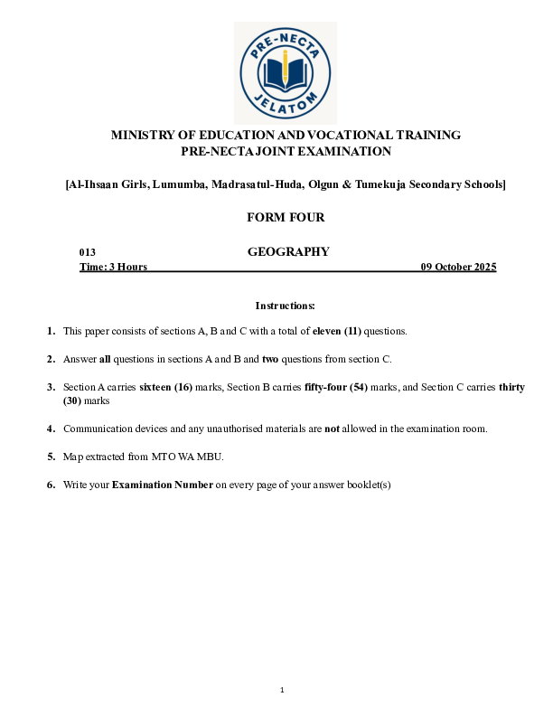 Geography PRE-NECTA 2025.pdf