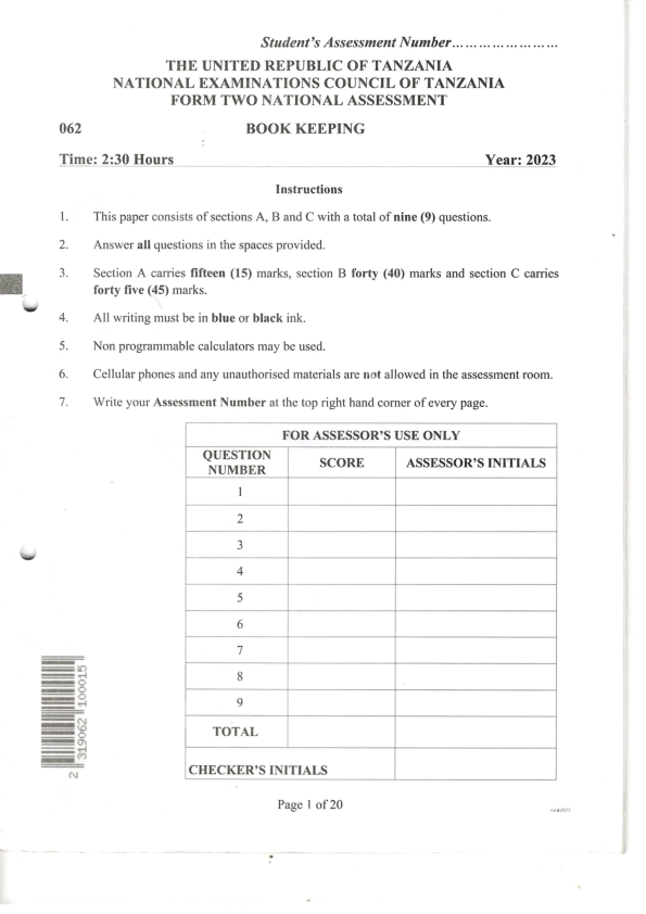 Necta Form 2 Booking keeping 2023.pdf