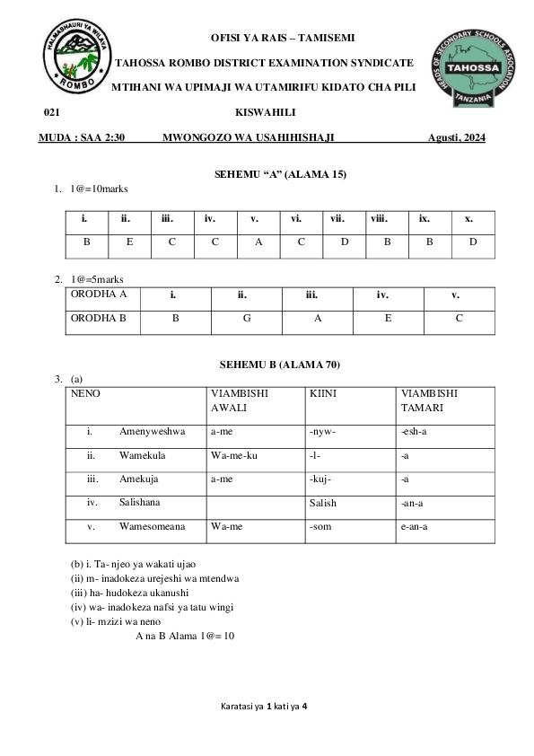 KISWAHILI F2 MWONGOZO WA USAHIHISHAJI MOCK - 2024.pdf