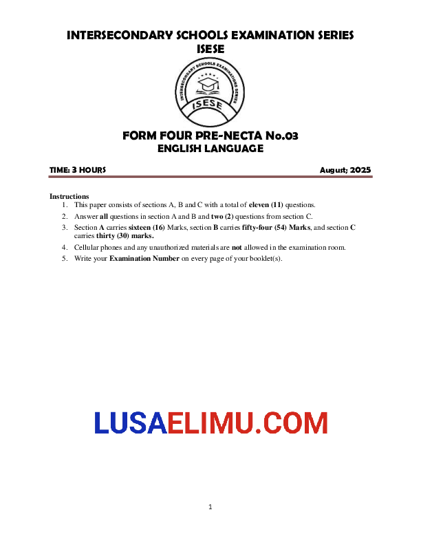 F4 ENGLISH ISESE PRE-NECTA S03 2025.pdf