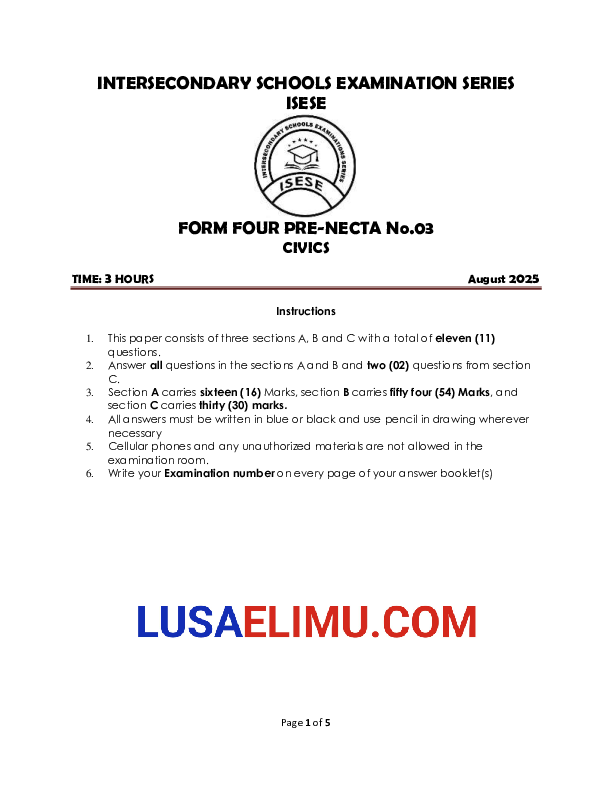 F4 CIVICS ISESE PRE-NECTA S03 2025.pdf