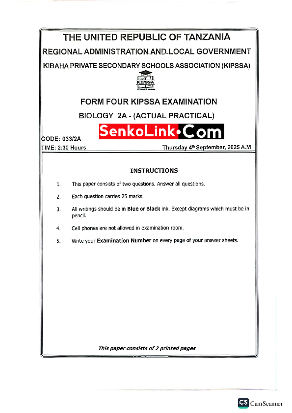 BIOLOGY 2A KIPSSA F4 2025 AUGUST Senkolink.com.pdf