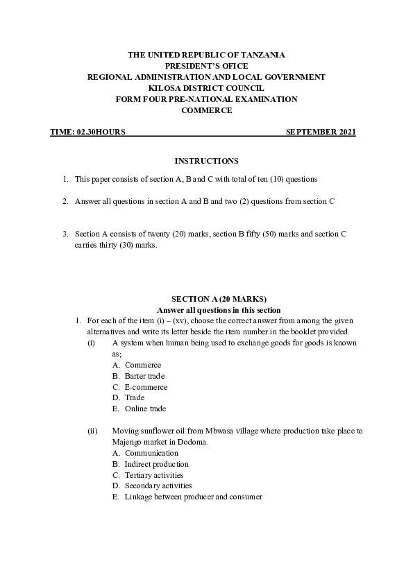 COMMERCE PRE NECTA.pdf