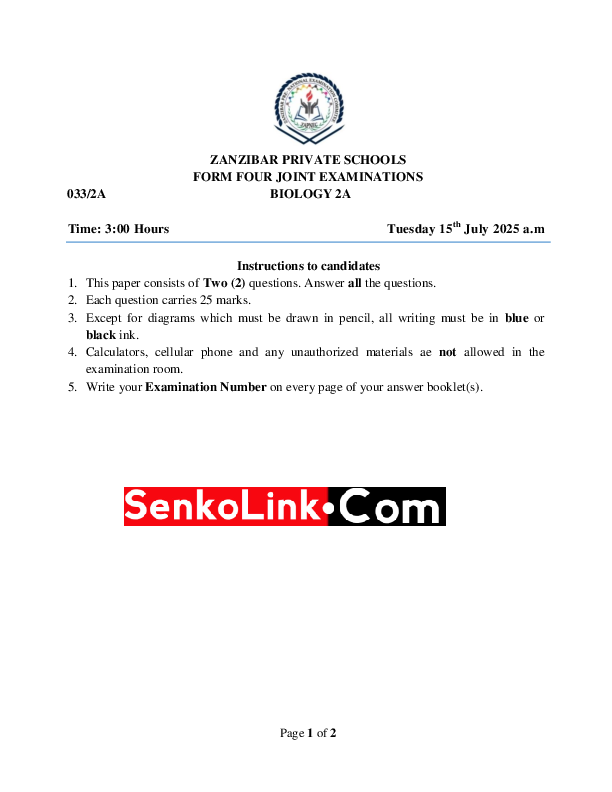BIOLOGY 2A FORM FOUR  JOINT 2025 ELIMUCONNECT.ONLINE.pdf