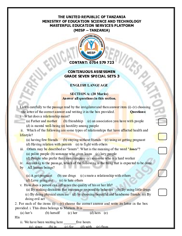 GRADE 7 SPECIAL SET 3, MESP TANZANIA.pdf