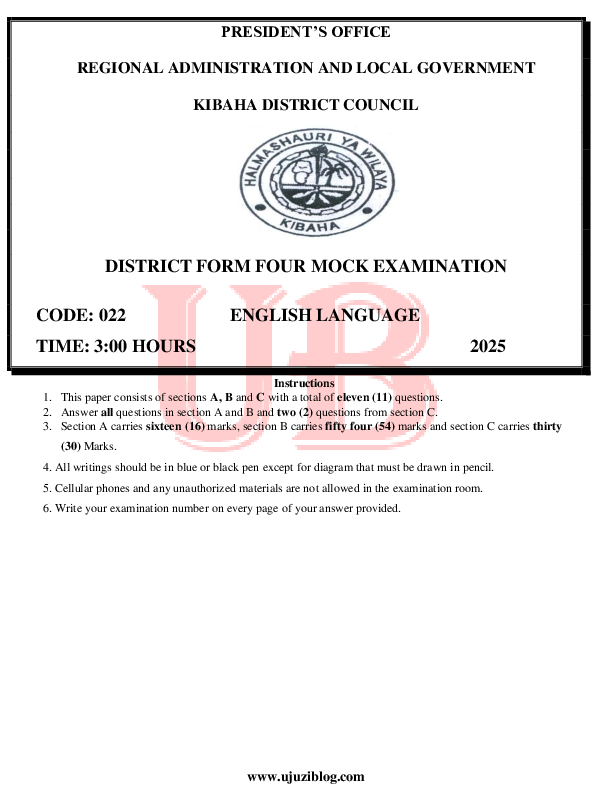 ENGLISH DISTRICT MOCK FORM FOUR 2025.pdf