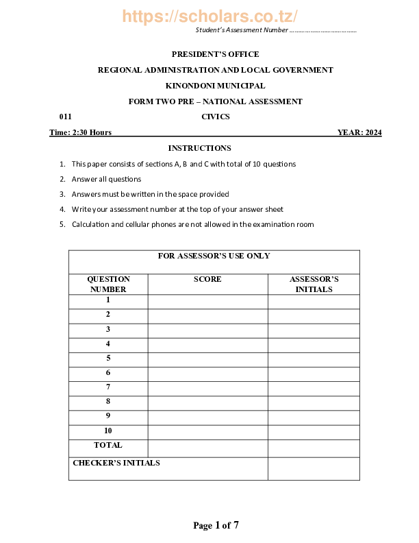 elimuconnect.online CIVICS FORM TWO PRE NATIONAL.pdf