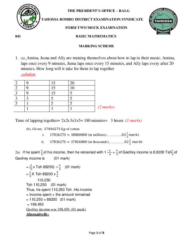 BASIC MATHEMATICS F2 MACKING SCHEME MOCK - 2024.pdf