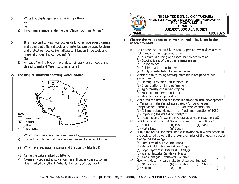 MESP-TANZANIA GRADE VII, PRE NECTA SET III.pdf