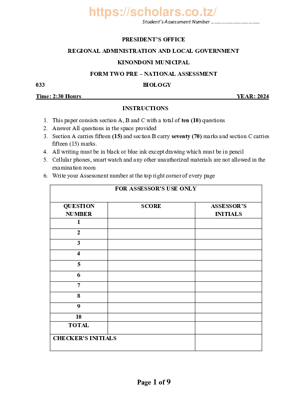 elimuconnect.online BIOLOGY   FORM TWO PRE NATIONAL.pdf