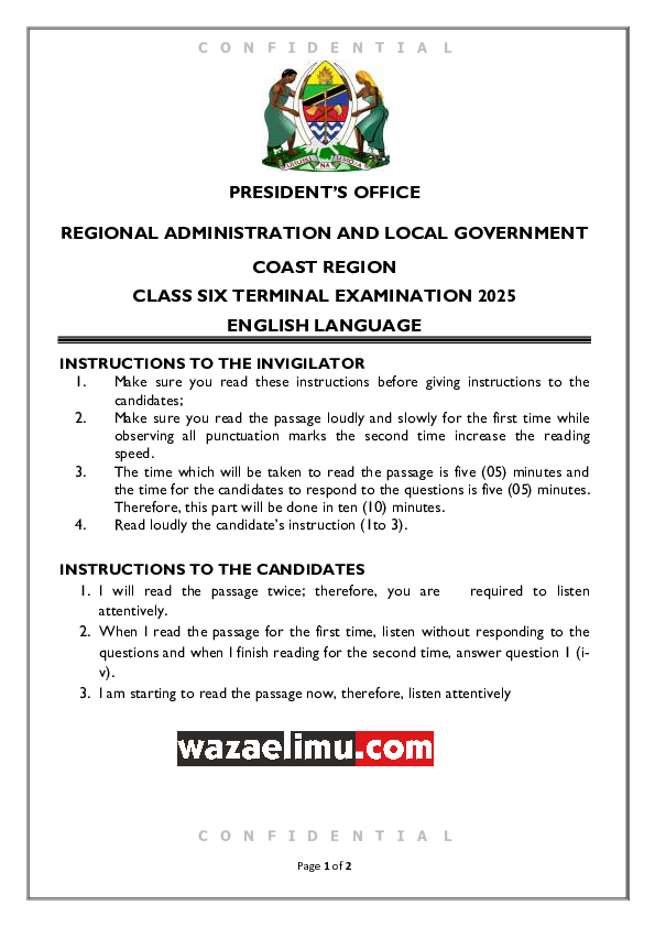 PASSAGE FOR LISTENING SKILLS VI - WazaElimu.com.pdf