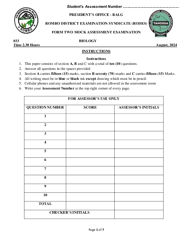 BIOLOGY FII QUESTION PAPER MOCK - 2024.pdf