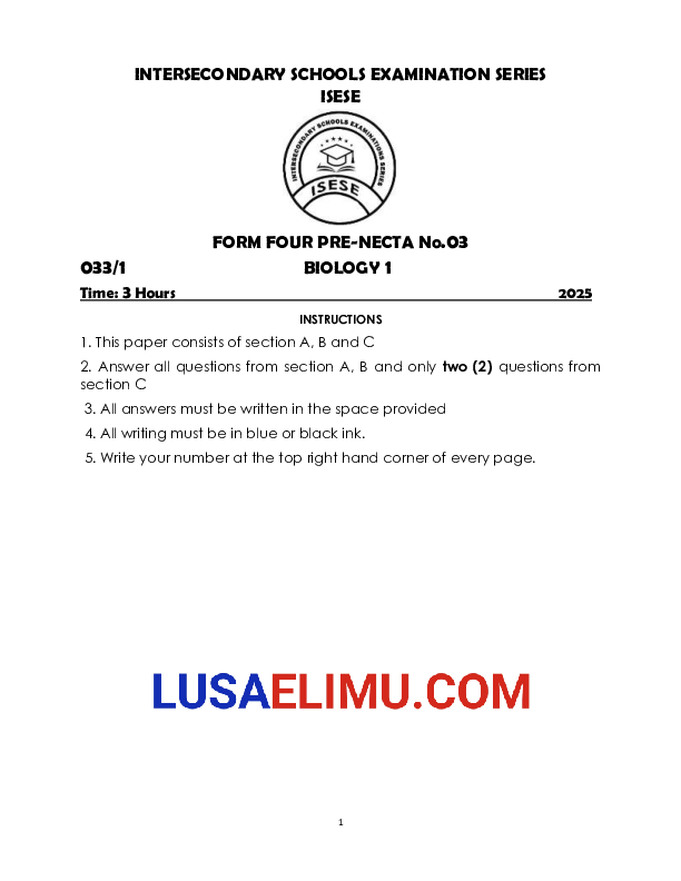 F4 BIOLOGY ISESE PRE-NECTA S03.pdf